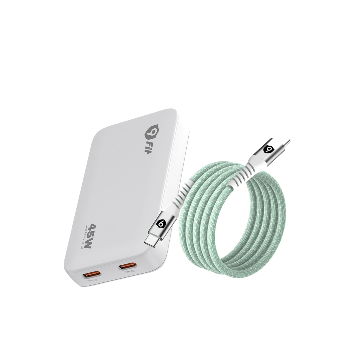 2_e83525f5f68e4e5abbcb6aeef4f8090c_master Combo Đầu sạc 9Fit Slim 45W 2C + Cáp từ tính C-C 1M - Ảnh 1