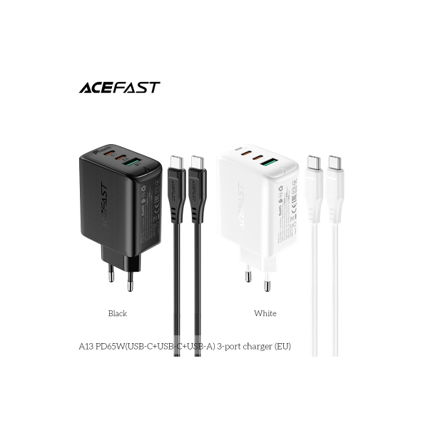 Sạc ACEFAST PD3.0 65W 3 cổng USB-C+USB-C+USB-A (EU) - A13